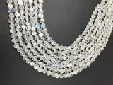 Rainbow Moonstone Coins, 6 to 6.5mm size, 13.5 Inch Strand- Moonstone Coin Beads