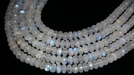 5.5MM Rainbow Moonstone faceted Rondelles , Length 10''Top Quality Beads, AAA grade