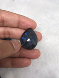 20X25MM Blue Labradorite faceted Pear Shape , ,NATURAL Labradorite checkerboard cut one side.