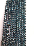 Blue Topaz Faceted Roundel 6-7MM , Top Quality, London Blue topaz Briolette , 67carat weight per strand,length 7 Inch