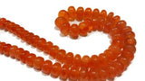 Carnelian smooth Rondelle shape size 8-11MM , Natural Carelian Rondelle , top quality roundel shape , length in 14"