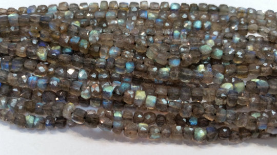 7MM LABRADORITE FACETED BOX Shape Blue fire box shape , Length 9