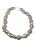FRESH WATER Pearl Baroque Shape , White pearl Nugget shape . Length 16" , Size 16X27MM, Natural Pear Necklace