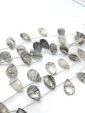 12X18 MM Black Rhutilated Quartz faceted Pear Shape - Length 8 Inches , Natural Rutilated . faceted briolette shape