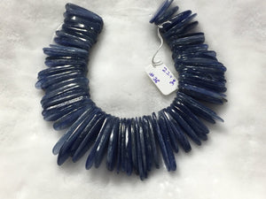 Kyanite Smooth Slices Beads, Blue Kyanite top quality Rare Available- 8 Inches Weight 224 gm- code #38 SIZE 10x30 - 16x46 mm