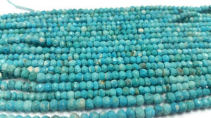 3MM Turquoise  faceted roundel  , gemstone micro faceted , Length 13.5 Inch