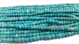 3MM Turquoise  faceted roundel  , gemstone micro faceted , Length 13.5 Inch