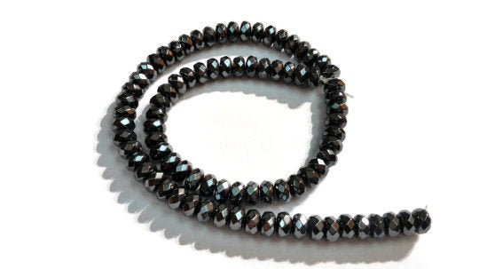 8MM Hematite Faceted Roundel, AAA Quality ,Natural hematite beads , length 16 Inch