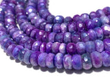 10 Pcs 8 MM Moonstone Faceted Roundel Coated Beads - length 8 Inch -Good Quality faceted beads- Blue Color