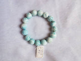 13MM Natural Larimar Bracelet,Super Quality Larimar from Dominican Republic- Larimar Round Bracelet- - Length 7.5 Inch code 17