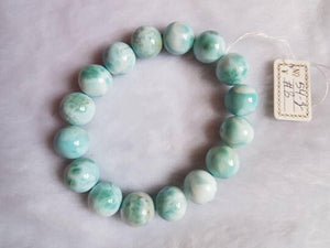 13MM Natural Larimar Bracelet,Super Quality Larimar from Dominican Republic- Larimar Round Bracelet- - Length 7.5 Inch code 08