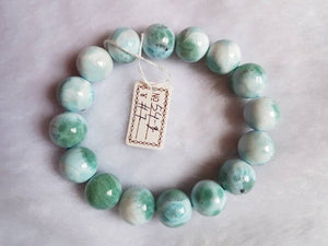 13 MM Natural Larimar Bracelet,Super Quality Larimar from Dominican Republic- Larimar Round Bracelet- - Length 7.5 Inch code 07