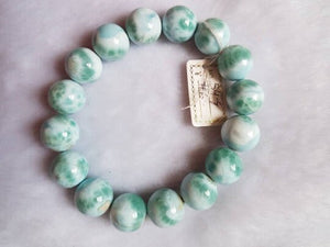 13MM Natural Larimar Bracelet,Super Quality Larimar from Dominican Republic- Larimar Round Bracelet- - Length 7.5 Inch code 06