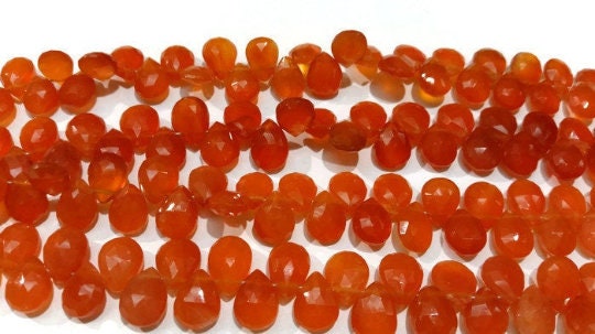 Carnelian Faceted Pear shape 7x9 mm Size Good Quality Carnalian Briolettes length 8 Inch
