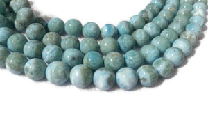 10MM Larimar Round Shape, Natural Larimar , AA Quality Length 15.5" , Larimar Necklace