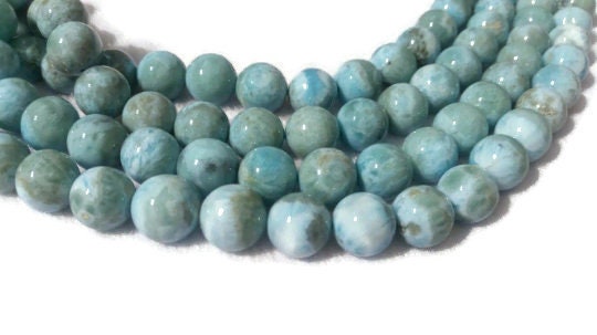 10MM Larimar Round Shape, Natural Larimar , AA Quality Length 15.5