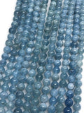 6mm Aquamarine Round Beads, Perfect Round Beads- Wholesale Price- Length 40 cm- Blue Aquamarine Beads AA Quality