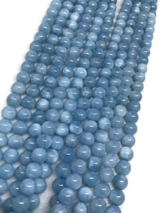 8mm Aquamarine Round Beads, Perfect Round Beads- Wholesale Price- Length 40 cm- Blue Aquamarine Beads AA(B) grade