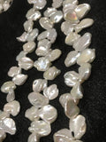 Keshi Freshwater Pearl , Natural white keshi shape , Length 16'' Fresh water Pearl Beads , Size 9-10 MM