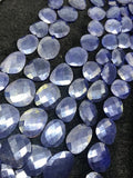 Blue Moonstone Coated faceted tumble Shape - Length 17 Inches , Flat nugget shape 18X24 MM , Moonstone coating