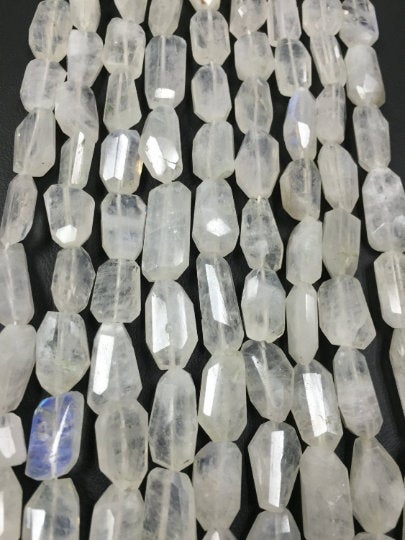 Rainbow Moonstone Faceted Nugget Beads, 8X15 to 9X18 mm Approx Size, Rainbow Moonstone Faceted Tumble, Length 13.5 Inch