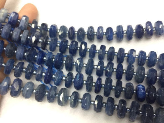 Blue Kyanite Faceted Roundel 10 mm , Top Quality Kyanite beads, 40 cm Length- Kyanite Faceted Rondelle