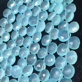 Chalcedony 10M Faceted Heart Briolettes , Peru chalcedony Pear shape, Aqua chalcedony , length 8 Inch.