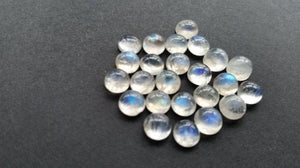 7MM Moonstone Cabs, Blue Moonstone , Rainbow Moonstone top Quality Pack of 6Pc. blue fire moonstone, origin India