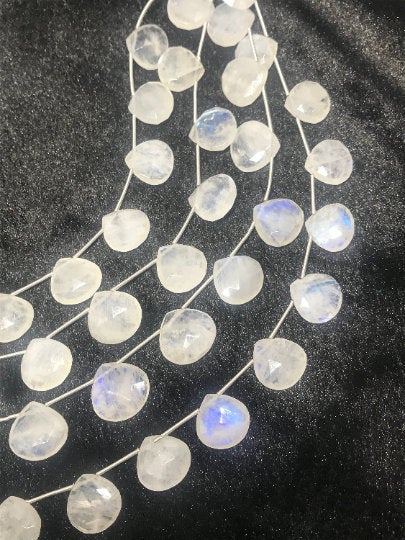 14MM Rainbow Moonstone Faceted Heart Shape briolette , Good quality and transparent stones