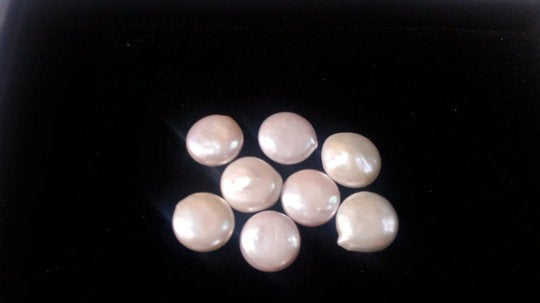 13MM Freshwater Pearl Coin Shape, Loose Coins pack of 5 Pc. Natural freshwater pearl Grade AAA