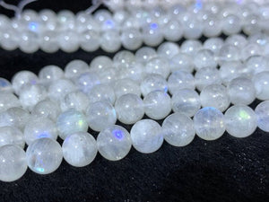 Moonstone 8MM Half strand Round Beads , Rainbow Moonstone beads, Length 16" and AAA Quality,Origin India,Perfect round with blue flash