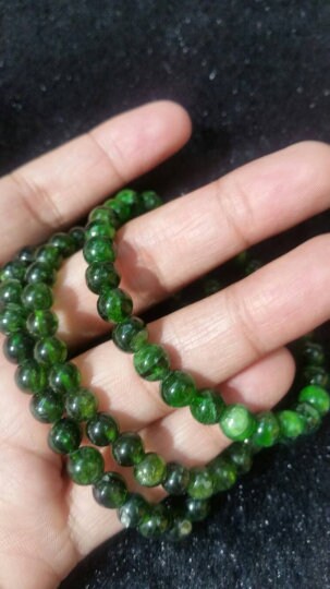 6MM Chrome Diopside Smooth Round , Very good quality Stretch Bracelet . country of origin Russia