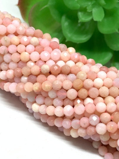 Pink Opal Faceted 4M Round size, Super Quality , Natural PInk Opal beads , Micro faceted gemstone beads. origin from Peru