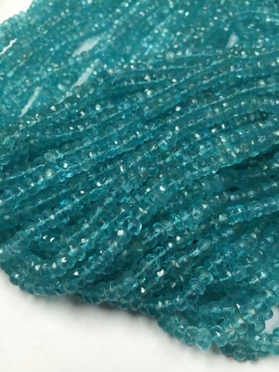 Apatite Faceted Roundel, 4-4.5MM AAA Quality Faceted, Apatite Beads- length 13.5 Inch , natural Apatite Beads