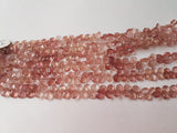 Strawberry Quartz faceted Pear Briolette 7x9MM , 10" Strand, Transparent Top Quality pear shape. Natural Stone