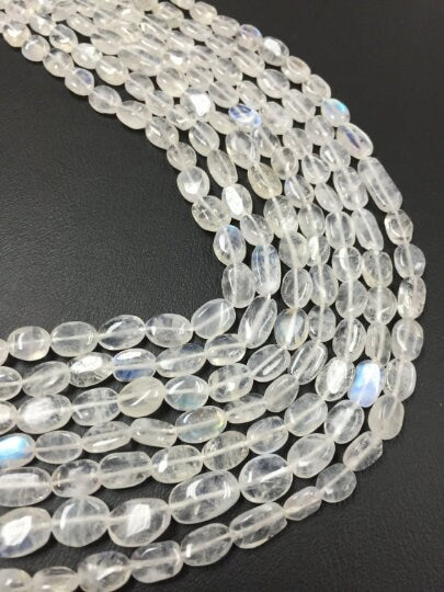 Rainbow Moonstone Oval Beads , 14 Inch Strand - Moonstone Oval beads 6x8 mm