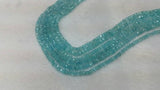 Pack of 5 Strand 4MM Aquamarine faceted Rondelles AA grade, Length 13" Hand cut faceted