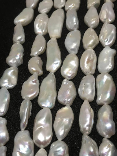 Biwa Pearl beads , White pearl Nugget shape . Length 16