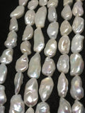 Biwa Pearl beads , White pearl Nugget shape . Length 16" , Size 12-25MM, Natural Pear Necklace Quality AA