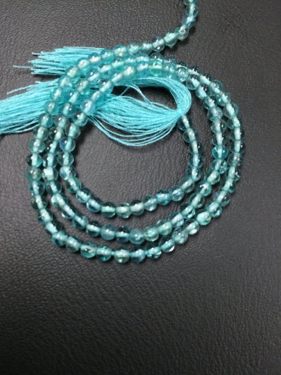 4MM Apatite Round Beads. Natural Apatite gemstone. length 14' . Smooth beads.