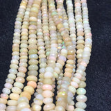 Ethiopian Opal faceted Roundel Beads 6-8mm size, 16 Inch Strand, AA Quality,82 carat necklace weight