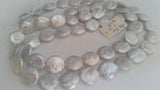 Bracelet 14MM Fresh Water Pear Coin , Natural White Pearl , Length 7.5 inch Pearl Coin Bracelet ,Flat Coin Top Quality