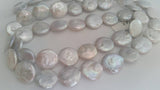 Bracelet 14MM Fresh Water Pear Coin , Natural White Pearl , Length 7.5 inch Pearl Coin Bracelet ,Flat Coin Top Quality