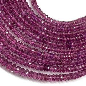 Rhodolite Garnet Faceted Roundel Beads 3 to 5.50 mm size 1/2 Strand(8 Inch) Length AAAA Quality Beads- Top Quality Beads- Origin Mozambique