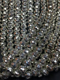 6mm Pyrite Faceted Silver Coating Roundel , Beautiful beads, Length 14", Pyrite Faceted Beads