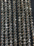 6mm Pyrite Faceted Silver Coating Roundel , Beautiful beads, Length 14", Pyrite Faceted Beads