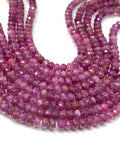Pink Sapphire Faceted Roundel 5mm size Top Quality , 16 Inch Strand , Natural Pink sapphire gemstone . precious stone beads