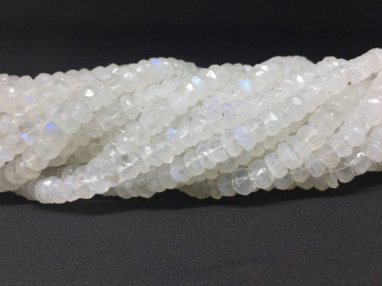 Rainbow Moonstone Hand Cut Faceted Roundel Beads 6 - 6.50 mm Size- Length 14.5 