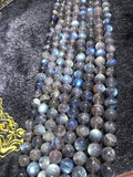 Labradorite 10MM, Labradorite Round beads, half strand 8 Inch Top Quality perfect round shape . Yellow and Blue Fire -AAA Grade