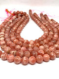 Rhodocrosite 10mm  Round Beads -Length 40mm - AAA Quality- Rhodochrosite Beads